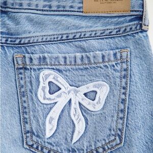 AmberCrombie kids Blue Jeans with Bow Embroidery